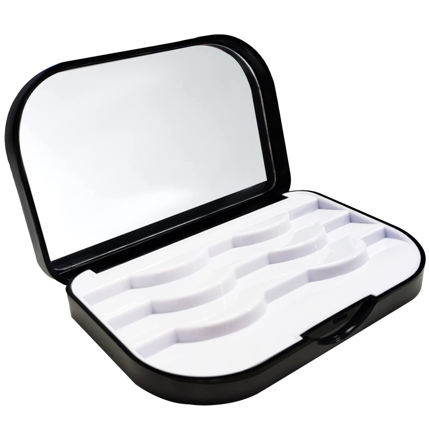 Magnetic Eyelashes Storage Box, 3 Layers False Eyelash Storage Box with Mirror Travel Case for Fake Lashes Empty Eye Lash Storage Organiser Can Store 3 Pairs((Black)…