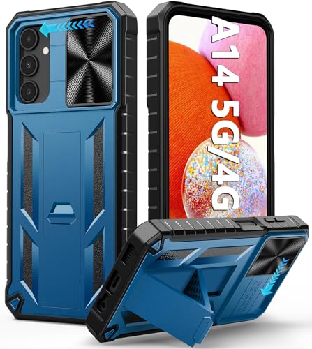 Coque Samsung A14 5G antichoc FNTCASE avec protège-caméra coulissant et béquille