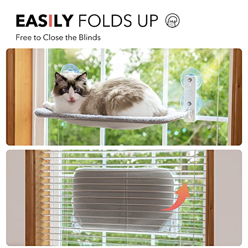 Cat Window Perch, Foldable Cat Hammock For Window, Window Seat For Cats Inside (Grey Reversible Mat) #TOP1