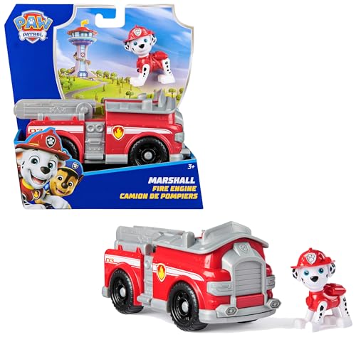 Patrulha Canina - camião bombeiros e figura Marshall, camião de 15 cm com figura Marshall - patrulha canina brinquedos - 6069058 - brinquedos crianças 3 anos - presente criança 3 anos +