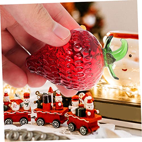 Ciieeo 2Pcs Crystal Strawberry Plants Decor The Office Ornaments Artificial Fruit Desk Art Decoration Desktop Plant Decoration Hand Blown Art Glass Novel Decor Decorative Fruit Adornment #TOP4