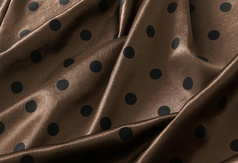 Womens Polka Dot Skirt High Waist Flowy Satin Elastic Waisted Skirts4