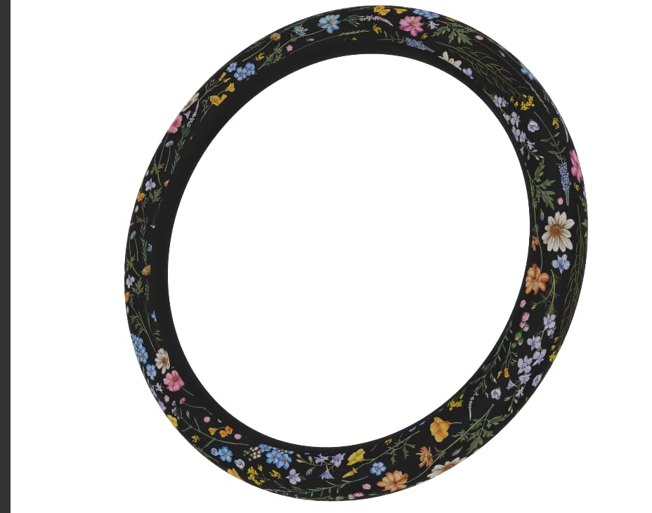 Car Steering Wheel Cover for Women Men, Non-Slip Breathable Steering Wheel, Wildflower Steering Wheel Protector, Car Accessories, Universal 14" 02/2-15" Fit Auto, Suvs