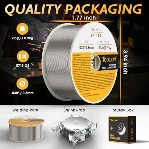Image of TOOLIOM E71T-GS .030 inch Gasless Flux Core Welding Wire 2LB, 4pcs | Welds carbon steel in all positions, minimal spatter, easy slag removal