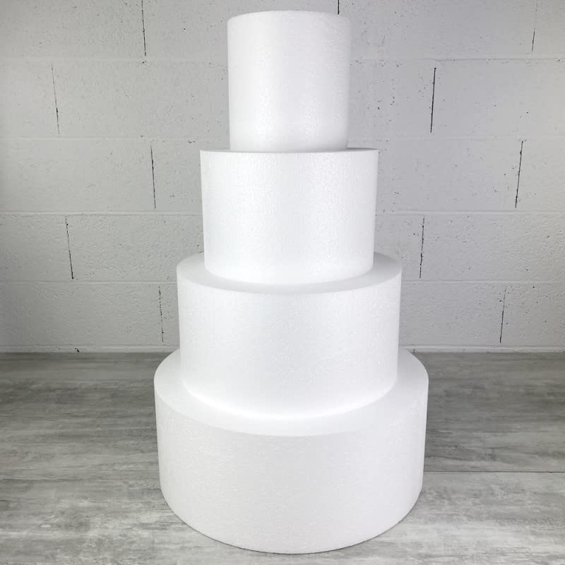 Lealoo Pièce montée Wedding Cake Hauteur 60 cm, Base Ø 50cm à 20cm, 4 disques de 15cm de Haut en Polystyrène