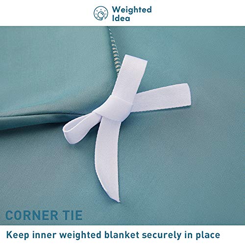 Weighted Idea Bamboo Weighted Blanket Cool Removable Duvet Cover 60''x80'' (100% Natural Bamboo, Sea Grass Blue)