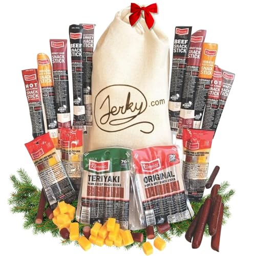Jerky Gift Basket for Men - 26pc Jerky Variety Pack of Beef, Pork,...