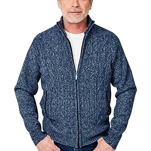 JYG Cardigan Sweaters for Men Full Zip Fleece Lined Up Stand Collar Slim Fit Knitted Sweater with 2 Front Pockets2