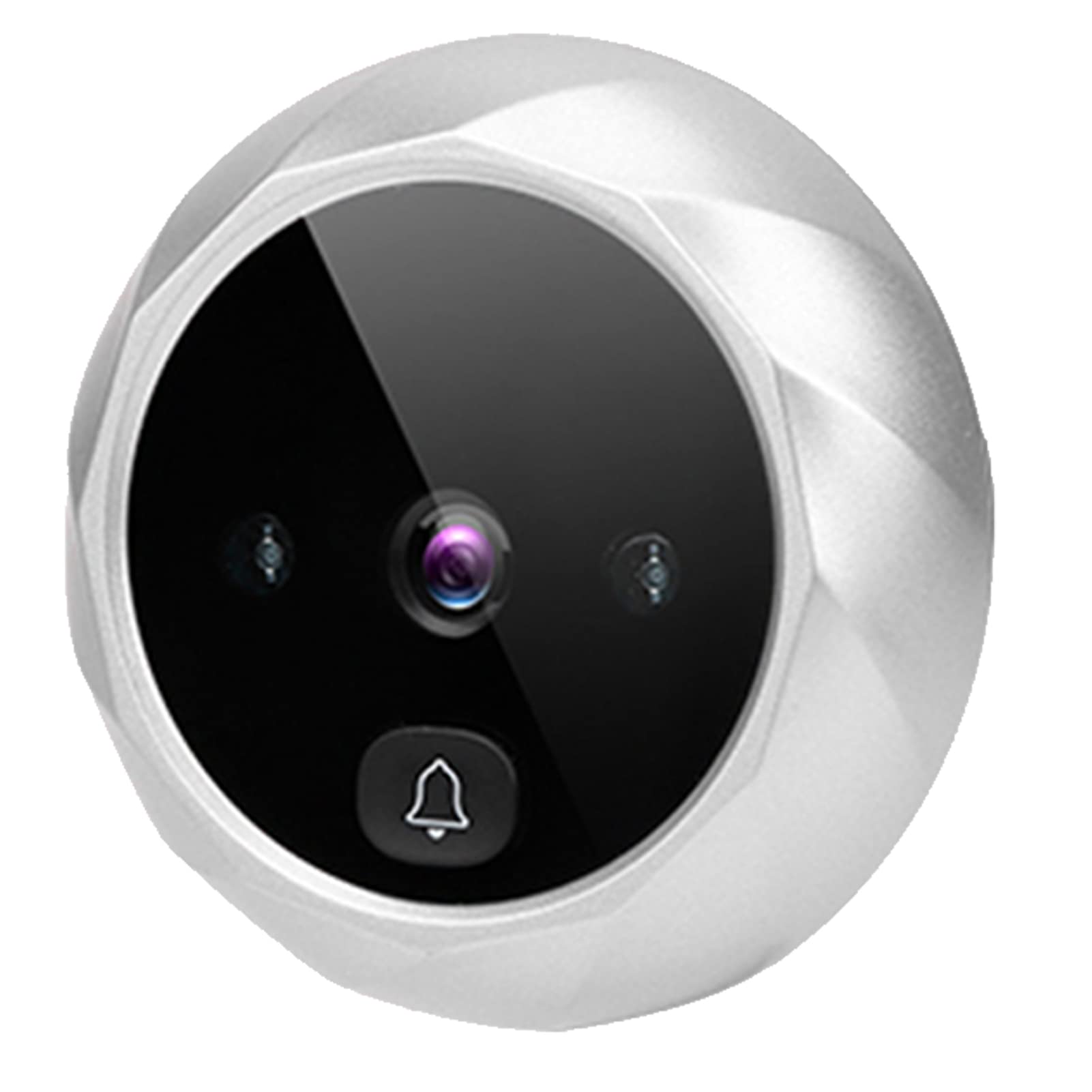 Cryfokt Spioncino Digitale TFT LCD 2,8 Pollici, Telecamera per Porta con Visione Notturna IR, Campanello Ding Dong e Memorizzazione Ciclica for Sicurezza Domestica (SILVER)