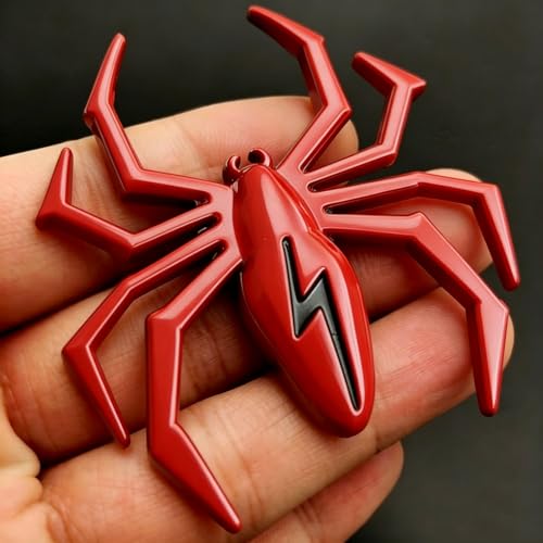 Image of 3D Spider Chrome Emblem Badge Sticker Decoration for Car, Truck, Motorcycle, RV, Scooter, SUV, Door, Window (Red Back Black Flash Spider)