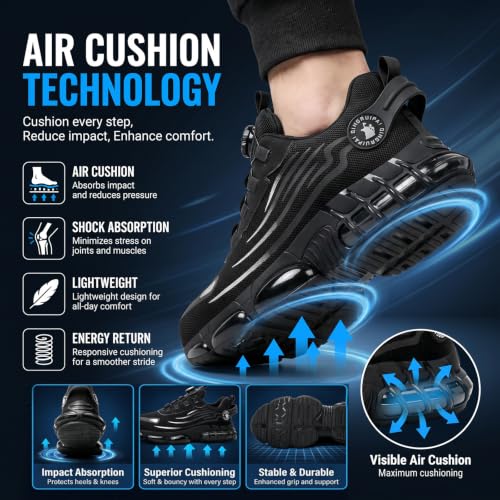 Image of Steel Toe Shoes for Men Women Safety Work Shoes Air Cushion Construction Industrial Shoes Safety Shoes Lightweight Steel Toe Sneakers for Men