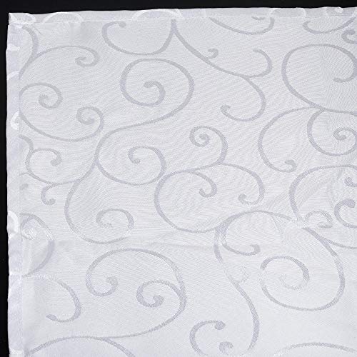 WedDecor 1pc Round Damask Tablecloth with an Overlay Branch Swirl Pattern, Seamless Polyester Linen Table Cover, Party - Image 3
