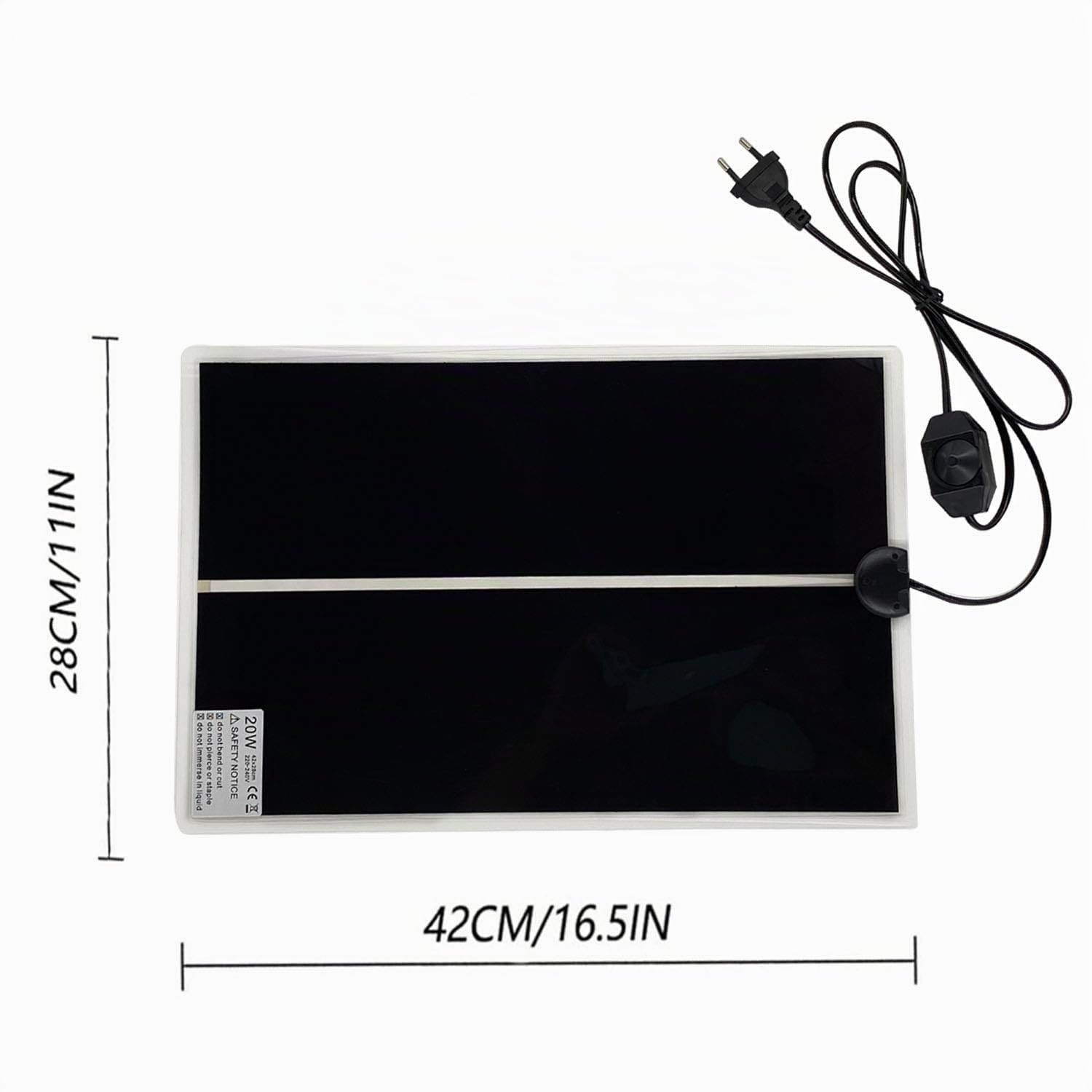 Tappetino Riscaldanti Rettili Regolabile, 42x28CM Termoforo Non Adesivo per Tartaruga Serpenti Lucertola Geco Granchio Eremita Anfibi - Tappetini Riscaldanti Rimovibile sotto Il Serbatoio