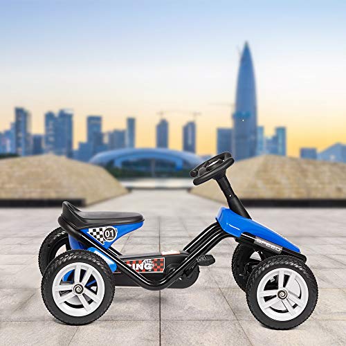 image for LONABR Pedal Go Kart Ride on Toys 4 Wheel Kids' Pedal Car Racer with E