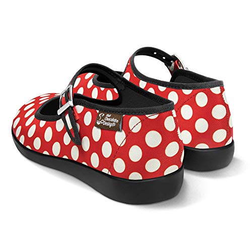 Image of Hot Chocolate Design Chocolaticas Funky Ballerina Mary Jane for Women, Red Polka, 6.5 Women