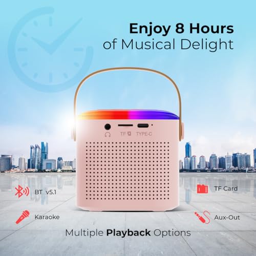 pTron Newly Launched Fusion Tunes 10W Mini Bluetooth Speaker, Wireless Karaoke Mic, 8Hrs Playtime, Vivid RGB Lights, Voice Effects, Multi-Play... - Image 5