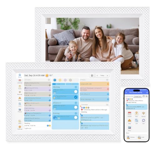 10.1' Digital Calendar Touchscreen, Family Wall Planner & Picture Frame | No Subscription, Syncs with Google Calendar, Smart Calendar with Chore Chart, Task & Reward, To-dos, Wall & Desktop Use