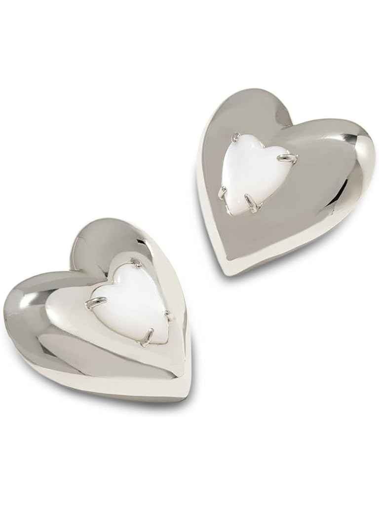 Silver Kendra Scott Sasha Heart Stud Earrings