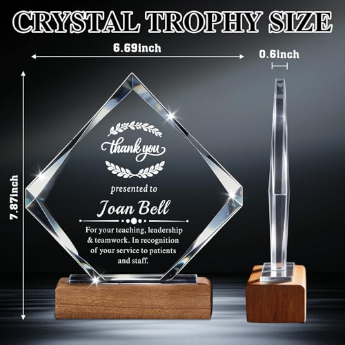 Image of Custom Crystal Award Trophy, Personalized Trophy with Company Logo & Text