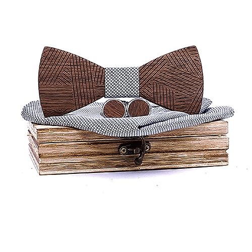 Set de corbata de madera tallada para hombre