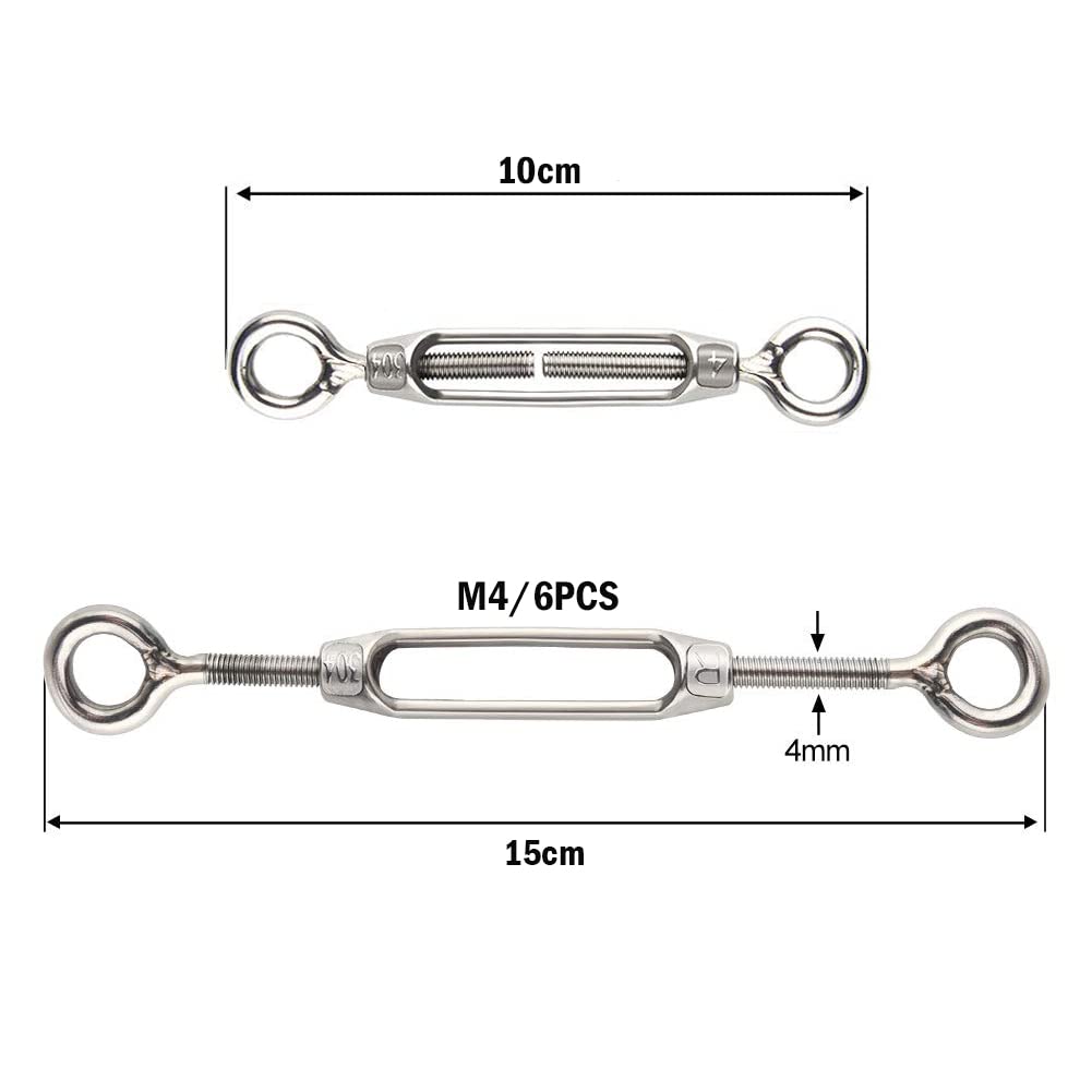 Flomore Lot De 8 Tendeurs De Câble M4 Acier Inoxydable 304 – Fixation Solide Et Antirouille