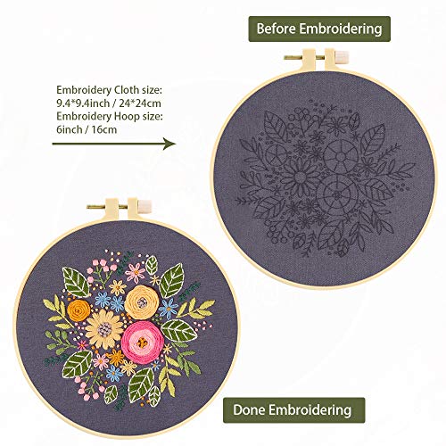 Aboofx Beginner Embroidery Kit, Cross Stitch Kit with Pattern and Instructions