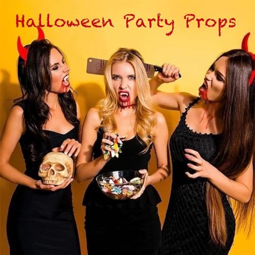 Selimay 3 Pairs Retractable Realistic Vampire Zombie Fangs, Not Scratch The Gums, Reusable Creepy Fake Teeth Braces, Halloween Party Dress Up Horror Props for Kids or Adults