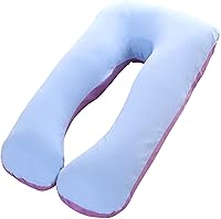 Vista 16 de Almohada de embarazo grande en forma de U de cuerpo completo con funda de almohada de algodón reemplazable y lavable para mujeres embarazadas que