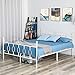 Aingoo Marco de Cama de Metal con Marco de Listones (Blanco, 140_x_190_cm)