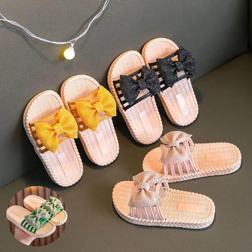 Little Kid Girls Braided Slippers Thick-Soled Bow Non-slip Breathable Sandals Summer Beach Outdoors Fashion Shoes3