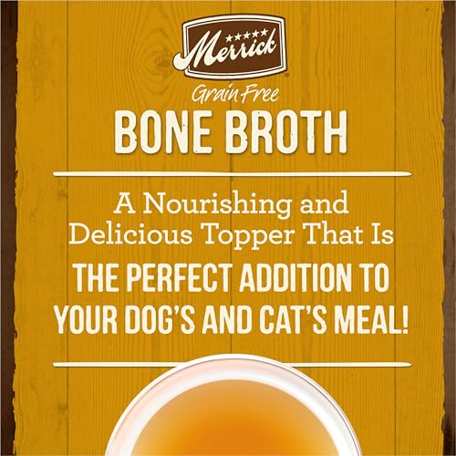 Image of Merrick Grain Free Bone Broth, Premium Human Grade And Gluten Free Dog And Cat Food Topper Pouches, Chicken - 16 oz. Pouch