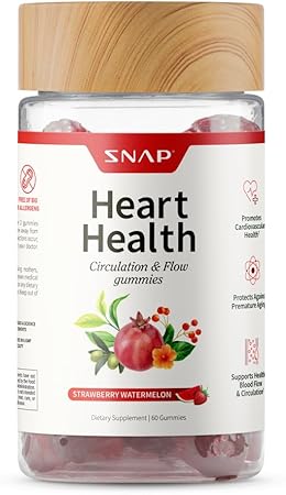Snap Supplements Heart Health Gummies, Blood Circulation Supplements, CoQ10 Heart Health Supplements, Blood Flow Supplement, Sugar Free, 60 Gummies