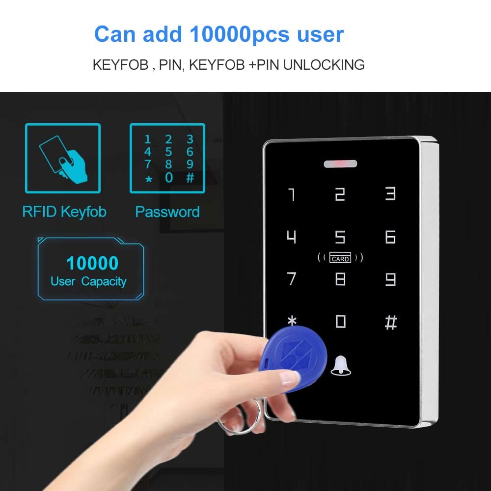 Kit di Controllo Accessi a Doppia Frequenza NFC Resistente alle Intemperie IP68 Supporto 10000Utenti,Retroilluminazione,Pannello di Tocco