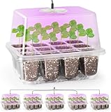 Bonviee Saatgut-Starterschale mit Wachstumslicht, erhöhte Sämling-Starterschalen-Sets mit einstellbaren Feuchtigkeitskuppeln und transparenter Zellschale, 12 Vollspektrum-LED-Lampenperlen für