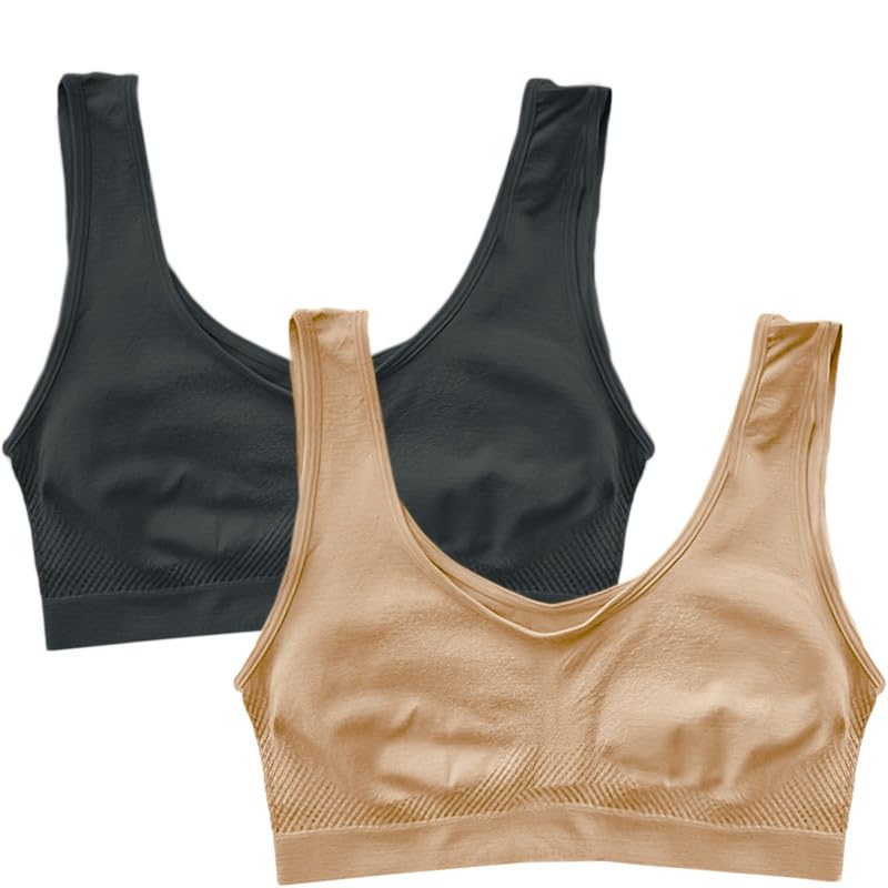 Image of Pack of 2 Seamless Air Bra: Stretchable, Non-Padded, Non-Wired Sports Bra for Women