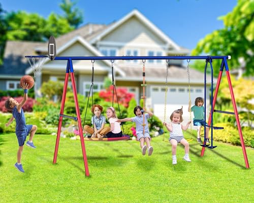 Swing Sets for Backyard, 5 in 1 Swing Set Outdoor