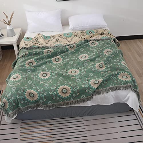 Image of LUTBM Boho Throw Blanket for Bed 60 inchx80 inch, 100% Cotton Soft Couch Blankets