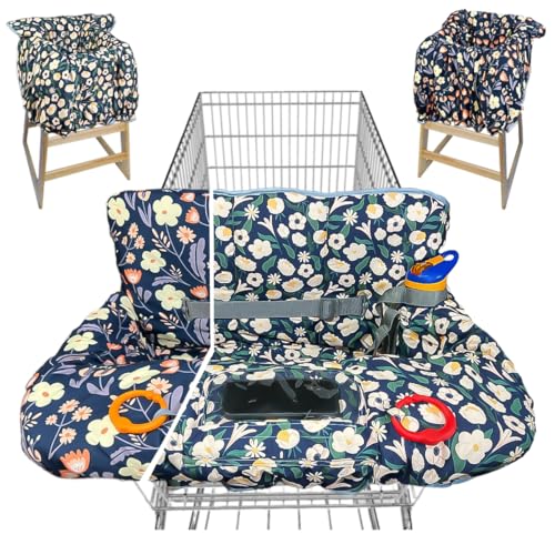 Image of Shopping Cart Cover for Baby Grocery Cart Cover for Baby boy and Baby Girl, High Chair Cover for Baby and Toddler, Baby Registry Gift - Waterproof - Extra Large - Cotton - Double Sided (Green)
