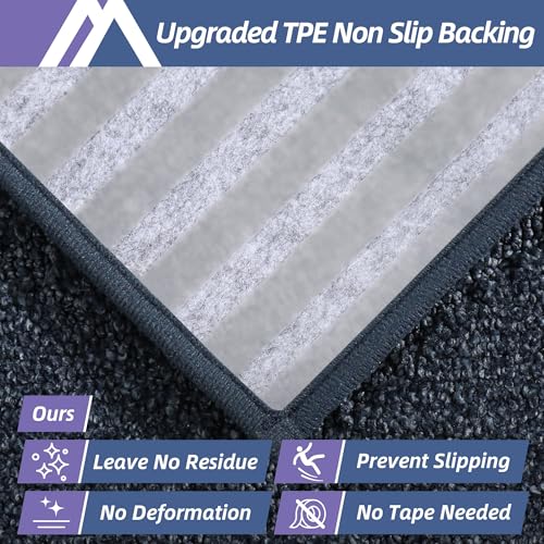 Image of COSY HOMEER Edging Stair Treads Non-Slip Carpet Mat 28inX9in Indoor Stair Runners for Wooden Steps, Edging Stair Rugs for Kids and Dogs, 100% Polyester TPE Backing (15pc, Navy)