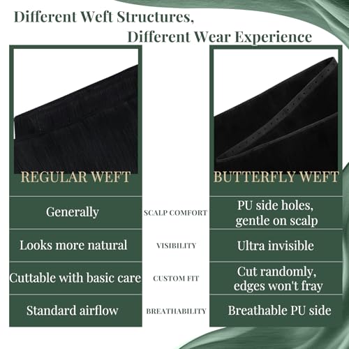 Image of Ugeat 22 Inch Butterfly Weft Extensions Black Butterfly Weft Hair Extensions Human Hair Black Butterfly Wefts Human Hair Extension Soft and Silky for Long 100G