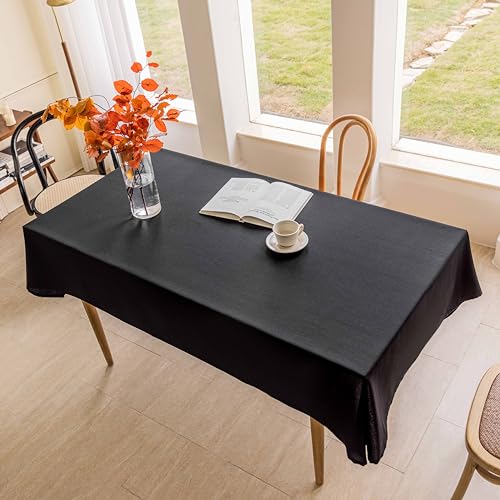 Home Brilliant Black Tablecloth Table Protectors Thick Durable Table Cloth for Dining Table Patio Table Halloween Table Cloths Rectangle 55x72 Inch