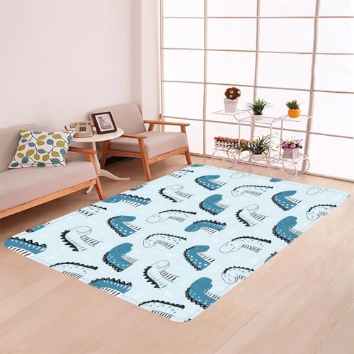 Tapis dinosaure salon chambre 100x150 lavable et antidérapant
