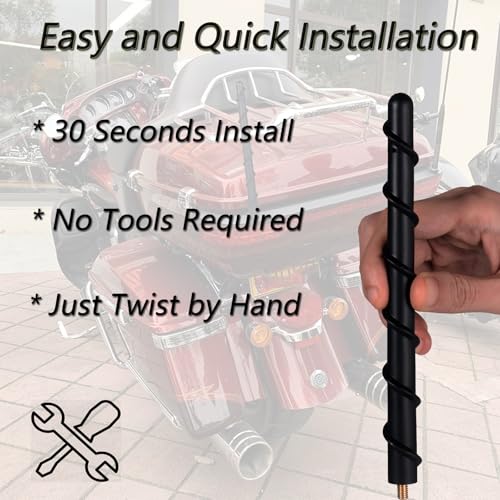 Image of 2Pcs Short Motorcycle Antenna for Harley Davidson Accessories Tour Electra Road Street Glide Trike Ultra Classic CVO 1989-2026, 7 inch Rubber Antenna Replacement for Reception