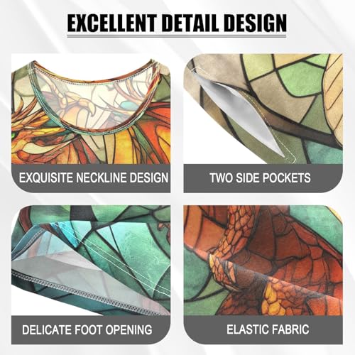 ALAZA Dragon Abstract Pajamas Set Short Sleeve Cotton Sleepwear Summer Pjs 2 Piece 5-14Y4