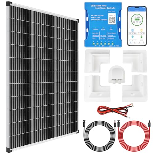 Kit de panneau solaire Bluetooth 160 W et application : panneaux solaires DERUXI 160 W pour caravane 0,7 kWh/jour hors réseau pour camping-car, bateau,...