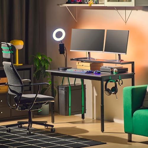 Bureau de jeu avec étagère ProTuning UTVISNING noir 120 x 60 cm pour espace gaming