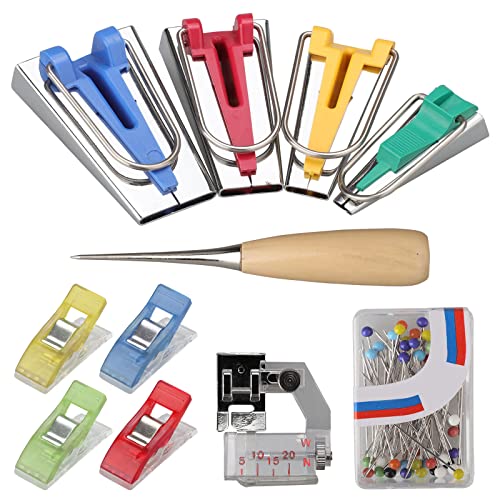Tela Sesgada Herramienta, Kits De Cinta Bias, Bias Tape Maker Set, Kit De Cinta Al Bies, Cinta Bies Costura Con Punzón, Juego De Bies Maquina, Juego De 4 Herramientas Para Hacer Cintas Al Bies