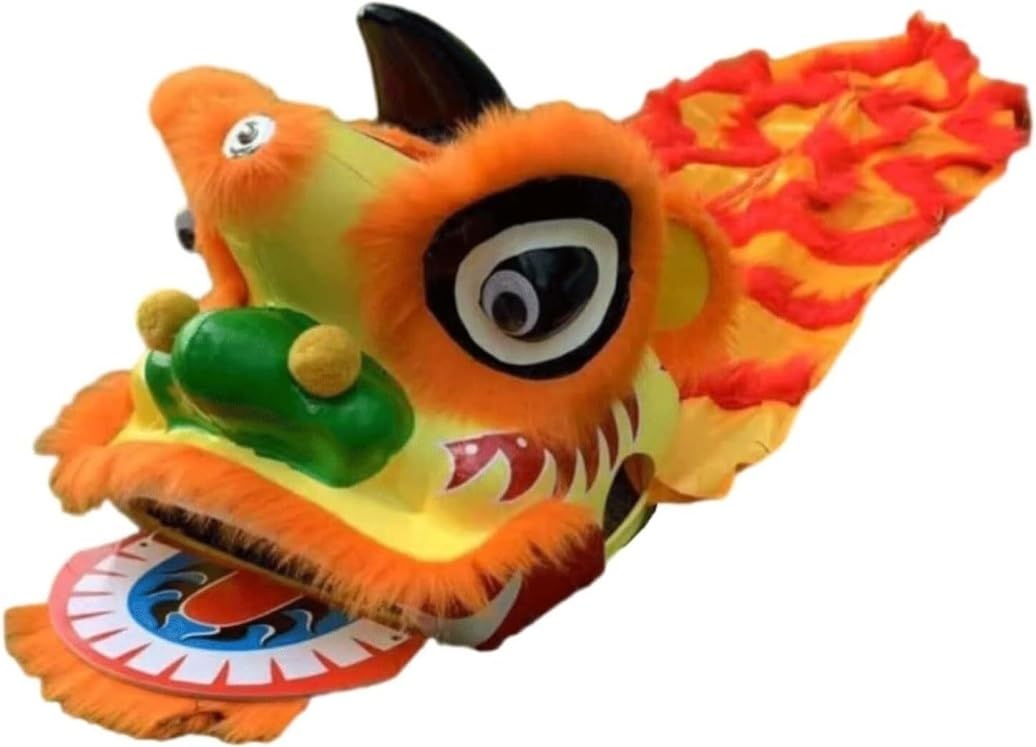 Krxsobnv Orange Lion Dance Clothes, 9 Inch Traditional Mascot Lion Dance Head Dragon And Props Chinese New Year Outdoor Sports