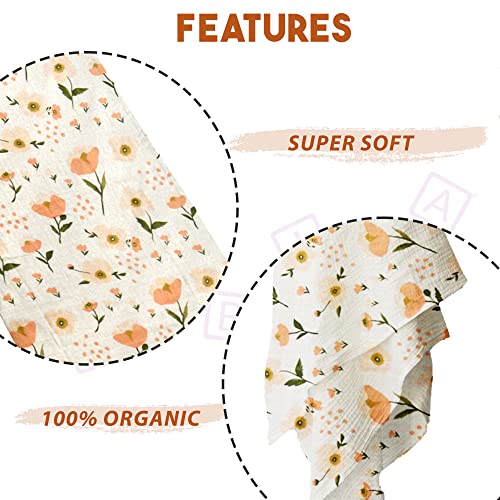 Image of BEMBIKA Bamboo Muslin Swaddle Wrap Baby 120X110 Cm Stroller Blanket Receiving Blanket for Newborn (Flowers)