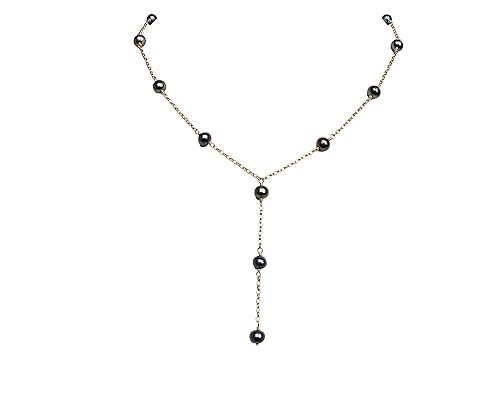 Pearl Y necklace, peacock pearl lariat necklace, 6-6.5mm genuine pearls, quality goldfill, cool style for anytime, adjustable, handmade